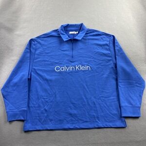 Calvin Klein Polo Shirt Mens Extra Large Blue 1/4 Zip Outdoors Golf Casual